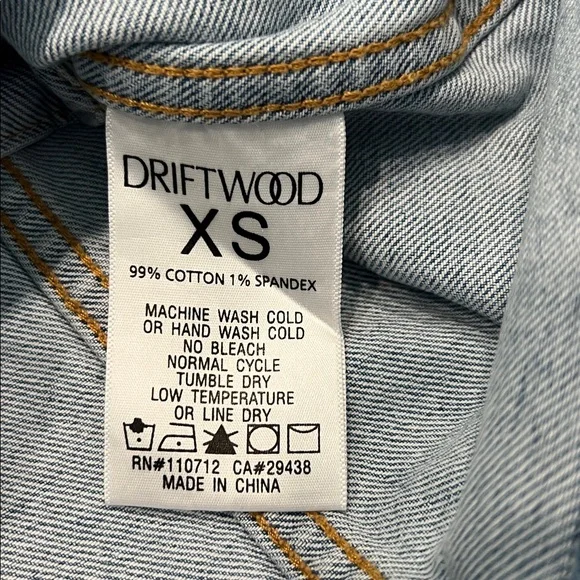 Driftwood Mesa Rosa Stretch Denim Jacket Embroidered Size XS - Picture 9 of 14